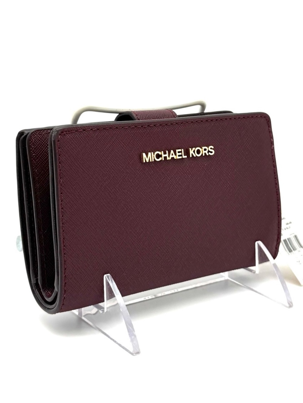 Michael Kors Medium Bifold Zip Chain Wallet Ox Blood